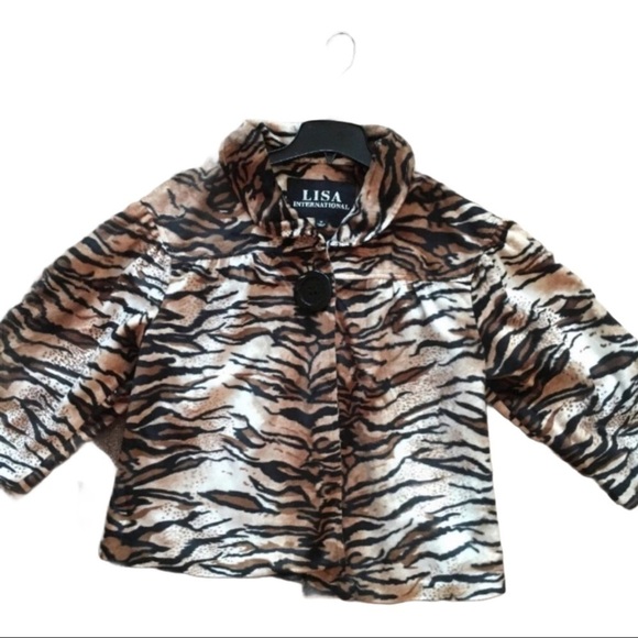 Women’s Cropped jacket Lisa International Animal Print Jacket Career - Picture 9 of 11